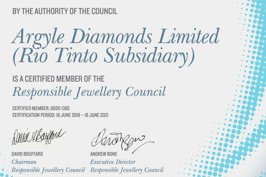 Argyle Responsible Jewellery Council Certificate